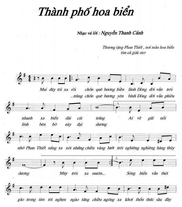 Sheet nhạc Thành Phố Hoa Biển